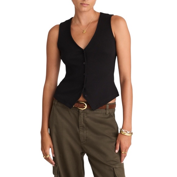 Madewell Tops - Madewell Ribbed V-Neck Vest in Jet Black